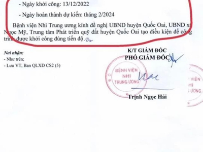 Viện Nhi đã khởi công, bán 83,1 m2 đất sát Viện Nhi, Sản TW Quốc Oai 1