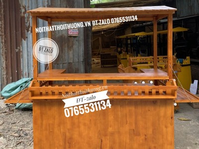 Xe gỗ bán trà sữa, trà chanh, trà tắc đẹp, giá rẻ tại HCM 1