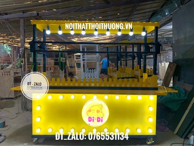 Xe gỗ bán trà sữa, trà chanh, trà tắc đẹp, giá rẻ tại HCM 2