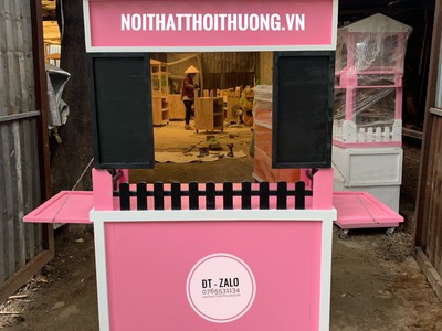 Xe gỗ bán trà sữa, trà chanh, trà tắc đẹp, giá rẻ tại HCM 5