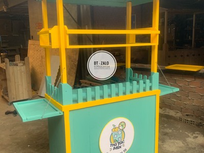 Xe gỗ bán trà sữa, trà chanh, trà tắc đẹp, giá rẻ tại HCM 9