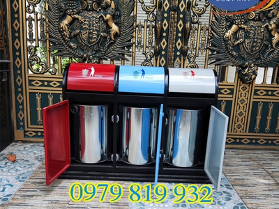 Thùng Rác 3 Ngăn Thép Sơn Tĩnh Điện 0