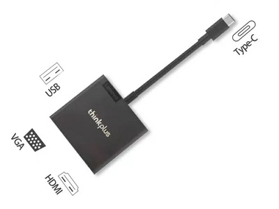 Cáp type C ra HDMI - VGA và USB - 3 trong 1 - Lenovo Thinkplus Type C USB-C 3-in-1 Adapter USB Hub, 0