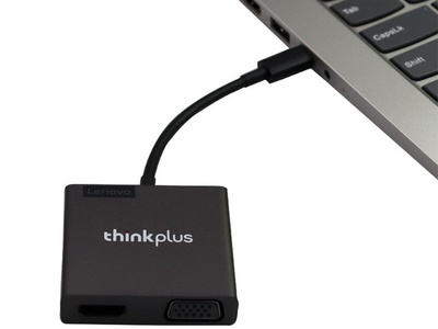 Cáp type C ra HDMI - VGA và USB - 3 trong 1 - Lenovo Thinkplus Type C USB-C 3-in-1 Adapter USB Hub, 2