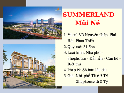 Dự án Mũi Né Summerland   Nhà phố, Shophouse   - Cam kết mua lại với 18/năm vào cuối năm 0