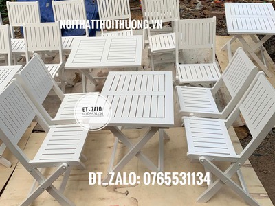 Mẫu bàn ghế xếp gỗ sơn nhiều màu giá rẻ 3