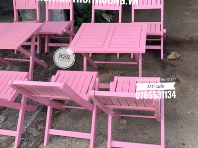 Mẫu bàn ghế xếp gỗ sơn nhiều màu giá rẻ 4