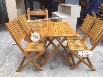 Mẫu bàn ghế xếp gỗ sơn nhiều màu giá rẻ 0