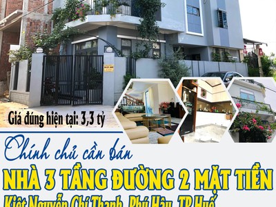 Nhà 3 tầng đường 2 mặt tiền kiệt nguyễn chí thanh, phú hậu, tp huế. 0