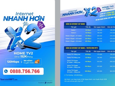Khuyến Mãi Cáp Quang VNPT Tốc độ cao chỉ 165k/tháng - Miễn phí Modem WiFi   2tháng cước 0