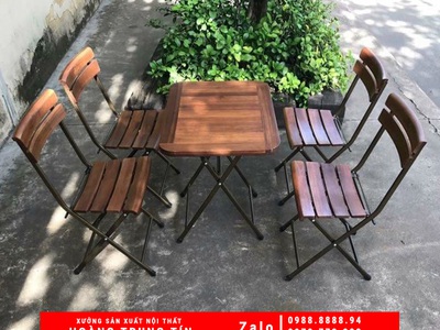 Bàn ghế cafe sắt gỗ, sắt nệm, dù che nắng giá xưởng tại Đầm Dơi  Cà Mau 4