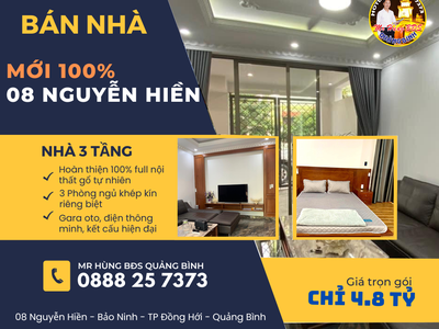 Bán nhà 3 TẦNG mới xây xong ngay trung tâm bán đảo BẢO NINH. liền kề dự án MÊ KÔNG, ĐẤT XANH 0