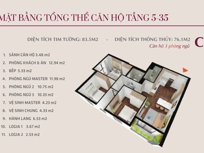 Bán căn góc 3 phòng ngủ dự án hoang huy commerce 0
