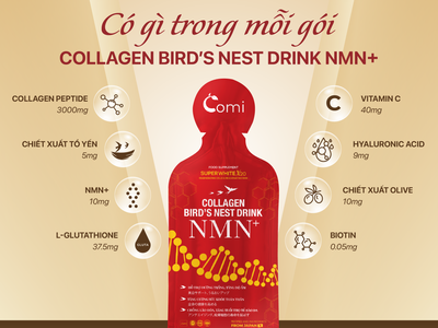 Collagen Yến Nmn , Nước Uống Trẻ Hóa - Hút Nám - Trắng Da, 1 Hộp/10 Gói - 1 Gói/25Ml  Mới 100 4