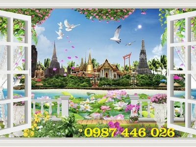 Gạch tranh phong cảnh cửa sổ HP7295 14
