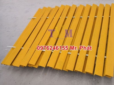 Thanh thoát nước hồ bơi, ốp gờ frp chống trượt, tấm sàn nhựa frp grating dập gân 10