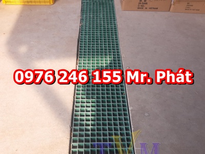 Thanh thoát nước hồ bơi, ốp gờ frp chống trượt, tấm sàn nhựa frp grating dập gân 5