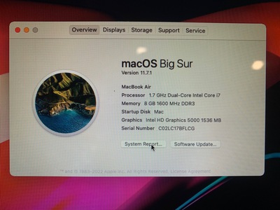 Bán Mac Air 2016 Core I7 1.7GH, Ổ cứng SSD 512 GB 3