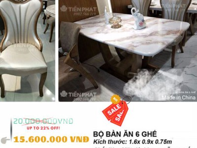 Sale ngay bộ bàn ăn mặt đá khung gỗ cao cấp giá rẻ 0