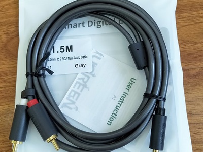 Dây loa Audio 3.5 ra 2 đầu RCA dài 1.5m,3m,5m,10m Ugreen 10511,10584,10512,10513,10514 loại tốt 0