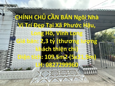 Chính chủ cần bán ngôi nhà vị trí đẹp tại xã phước hậu, long hồ, vĩnh long 0