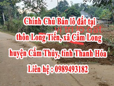 Chính chủ bán lô đất tại thôn long tiến, xã cẩm long, huyện cẩm thủy, tỉnh thanh hóa 0