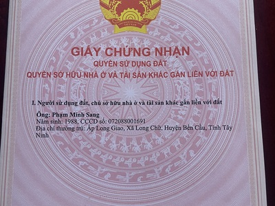 Cần bán gấp lô đất vị trí siêu đắc địa tại huyện bến cầu, tỉnh tây ninh. 0