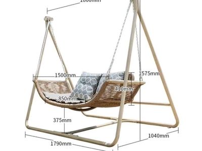 Ghế xích đu đôi nhựa giả mây trang trí không gian sân vườn 3