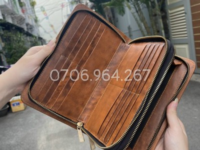 Cầm tay da bò 2 khoá Vinca 3