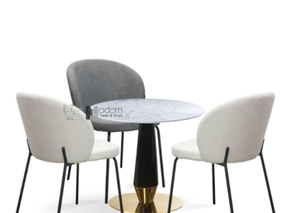 Bộ bàn tiếp khách văn phòng mặt đá vân mây tròn nhỏ gọn 3 ghế bọc nệm vải cao cấp HCM SD ROCKET-08E 0