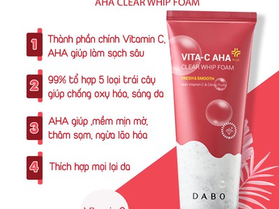 Sữa rửa mặt sáng da, sạch sâu DABO Vitamin C - AHA Clear Whip Foam 0