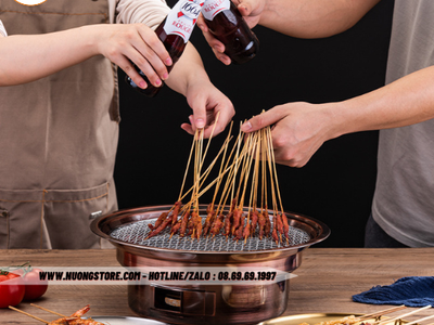 Bếp nướng gia đình, nhà hàng BBQ 1 vỉ Inox có tay cầm 0
