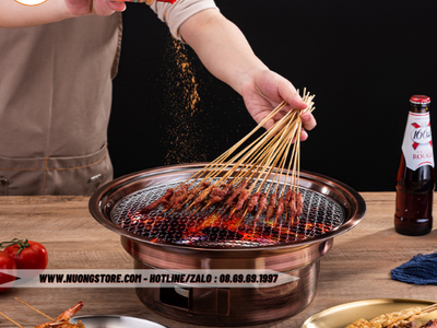 Bếp nướng gia đình, nhà hàng BBQ 1 vỉ Inox có tay cầm 1