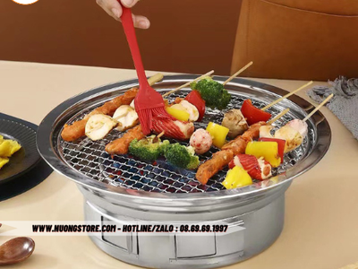 Bếp nướng gia đình, nhà hàng BBQ 1 vỉ Inox có tay cầm 2