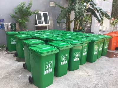 Thùng rác 240 lít, thùng rác nhựa có nắp đậy, thùng rác nhựa 1