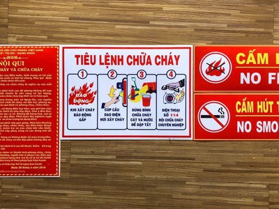Bộ 4 bảng: Nội quy, tiêu lệnh PCCC, cấm lửa, cấm hút thuốc 0