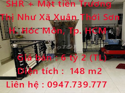 Cần bán nhà ở full thổ   shr   mặt tiền trương thị như xã xuân thới sơn, huyện hóc môn, tp hồ chí 0