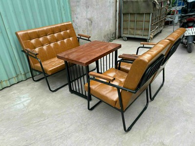 Sofa cafe khung sắt tay gỗ TĐP-01 2