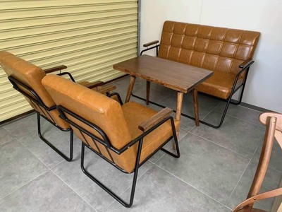 Sofa cafe khung sắt tay gỗ TĐP-01 3