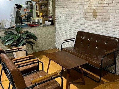 Sofa cafe khung sắt tay gỗ TĐP-01 7