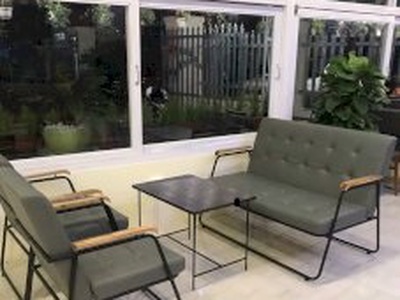 Sofa cafe khung sắt tay gỗ TĐP-01 8