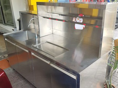 Thanh lý quầy pha chế inox 2 vòi dài 1m8 mới 90 0