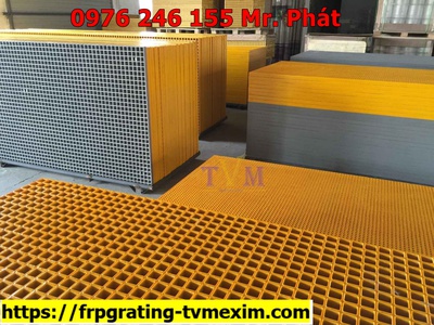 Tấm lót nhựa frp grating chống ăn mòn, kháng hóa chất, sàn thao tác lối đi trong nhà máy 1