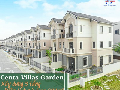 Biệt thự 135m xây dựng sẵn 3 tầng đẹp ngay trung tâm thủ đô giá chỉ 6,x tỷ tại kđt centa vsip 1