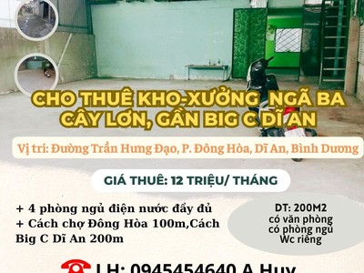 Cho thuê kho-xưởng   ngã ba cây lơn, gần big c dĩ an 0