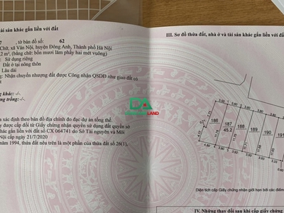 Chính chủ gửi bán 45m đất thôn ba chữ, vân nội, đông anh. nằm ngay trục chính, đường 23b và đường 4