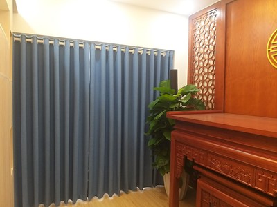Mẫu Rèm vải phòng ngủ màu xanh 3