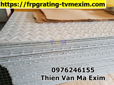 Sàn lót đi lại bảo trì cách điện, tấm sàn ô lưới frp grating, nắp sàn kín dập gân frp 2