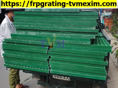 Sàn lót đi lại bảo trì cách điện, tấm sàn ô lưới frp grating, nắp sàn kín dập gân frp 5