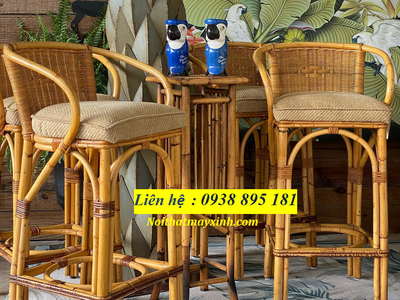 Ghế quầy bar resort , bàn ghế quầy bar mây tre đan 2